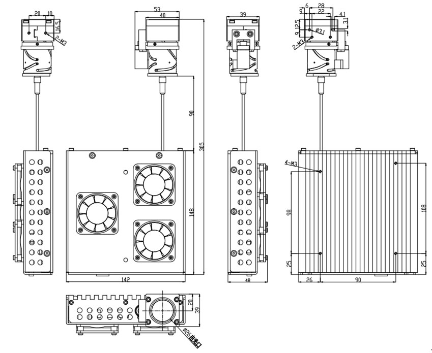 3000m flat Infrared laser lighting module Overall Dimensions 3000m flat Infrared laser lighting module Overall Dimensions