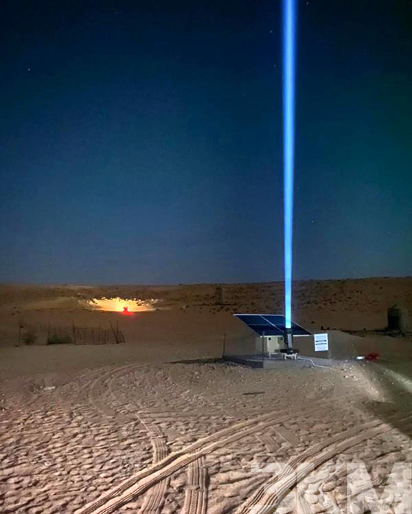 Laser beacon light the way of life in the Nafud Desert of Saudi Arabia